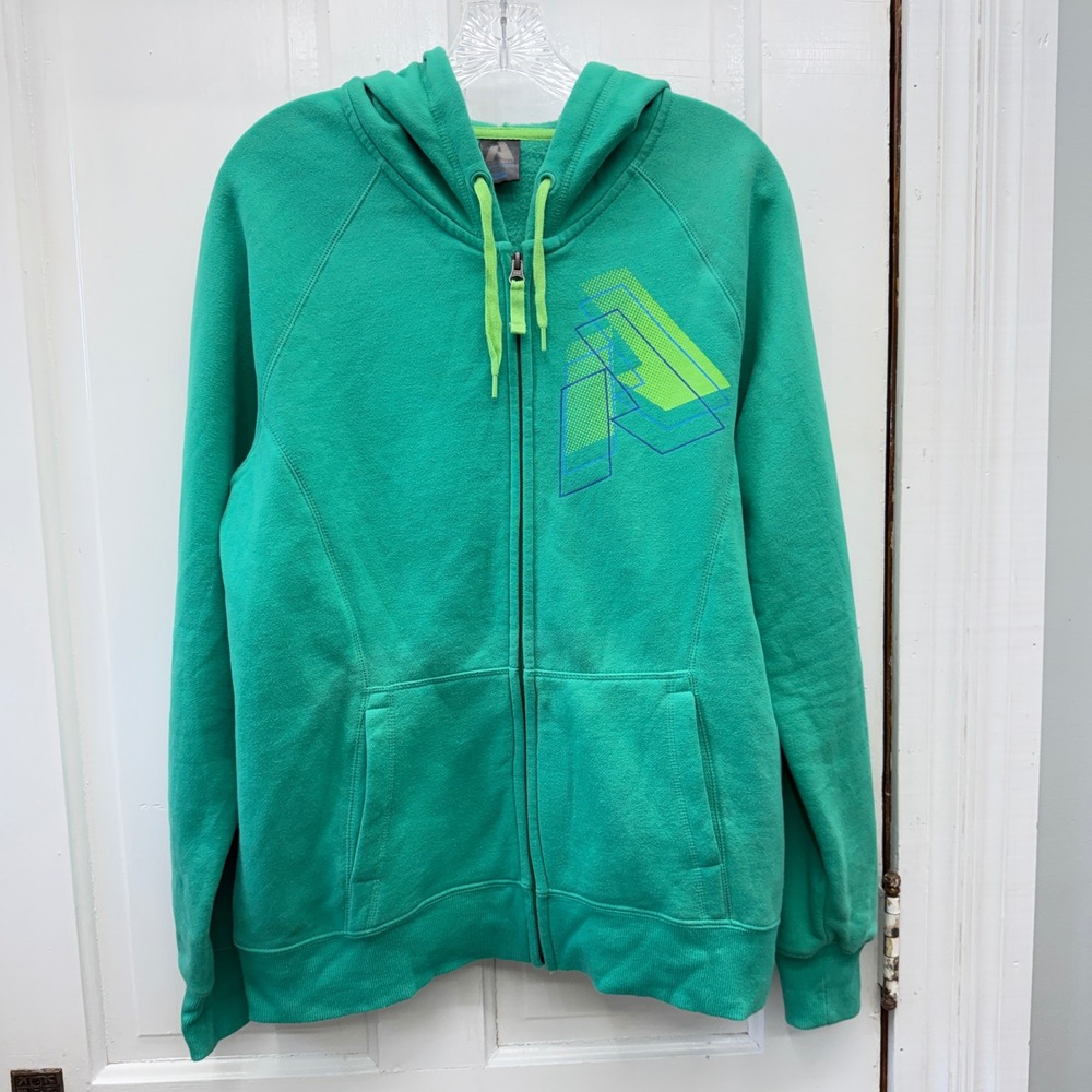 Eddie Bauer First Ascent Womens XL Green Full Zip Graphic Hoodie Heavyweight